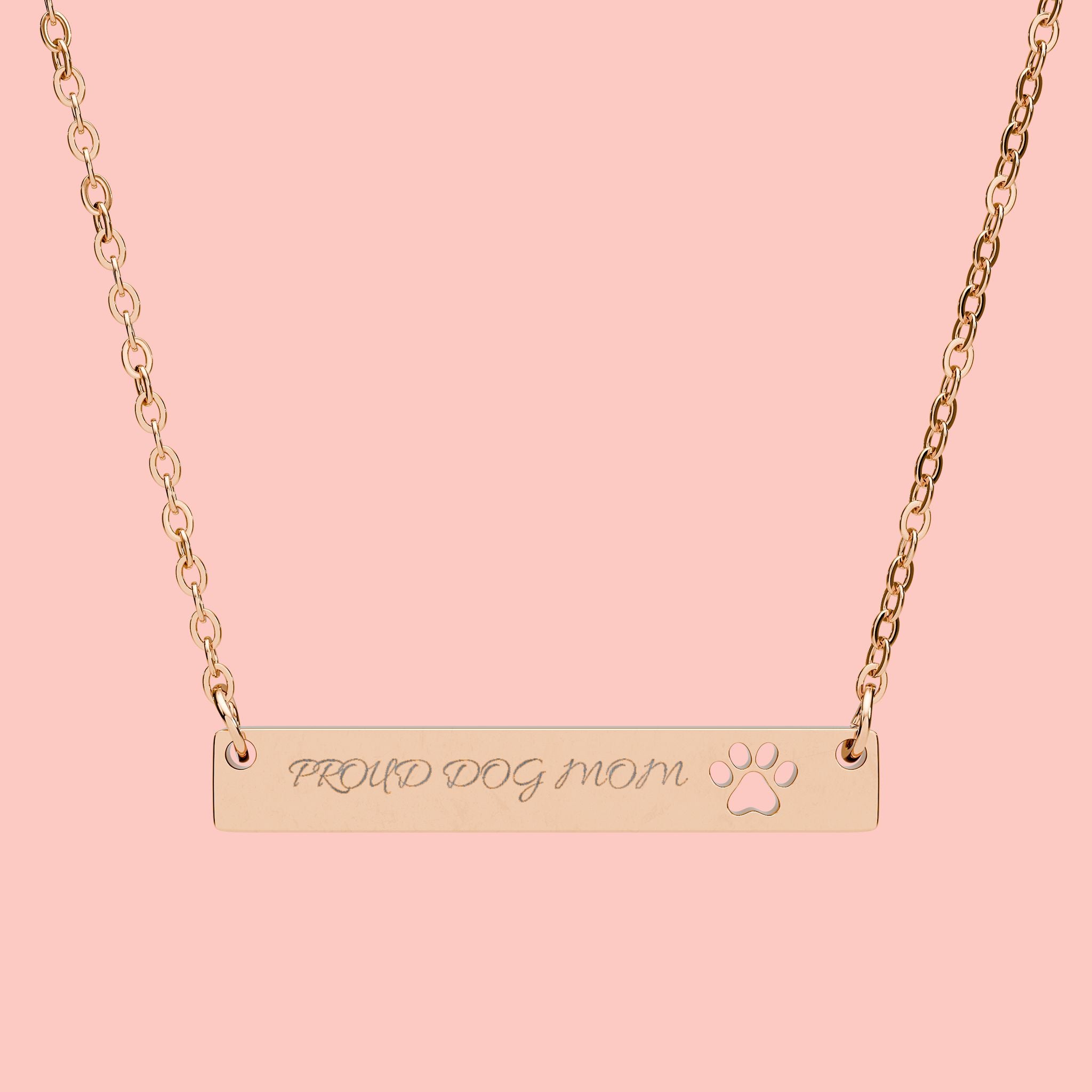 Engravable Paw Bar Necklace — Personalized Pet Tribute Jewelry