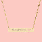 Cutout Paw Bar Necklace — Engraved "My dog People" Pet Lover Jewelry