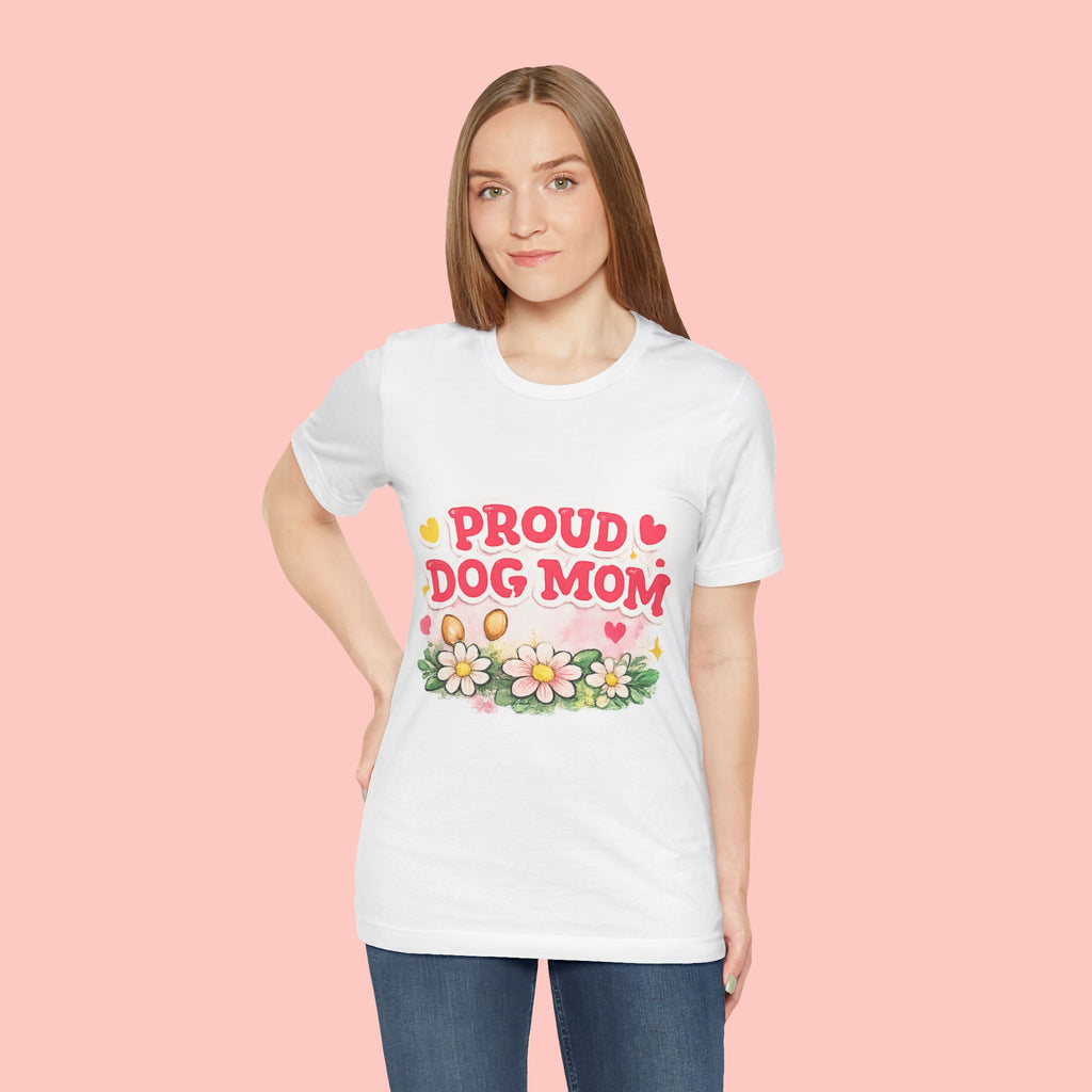 Proud Dog Mom Tee – Floral Retro Heart Design