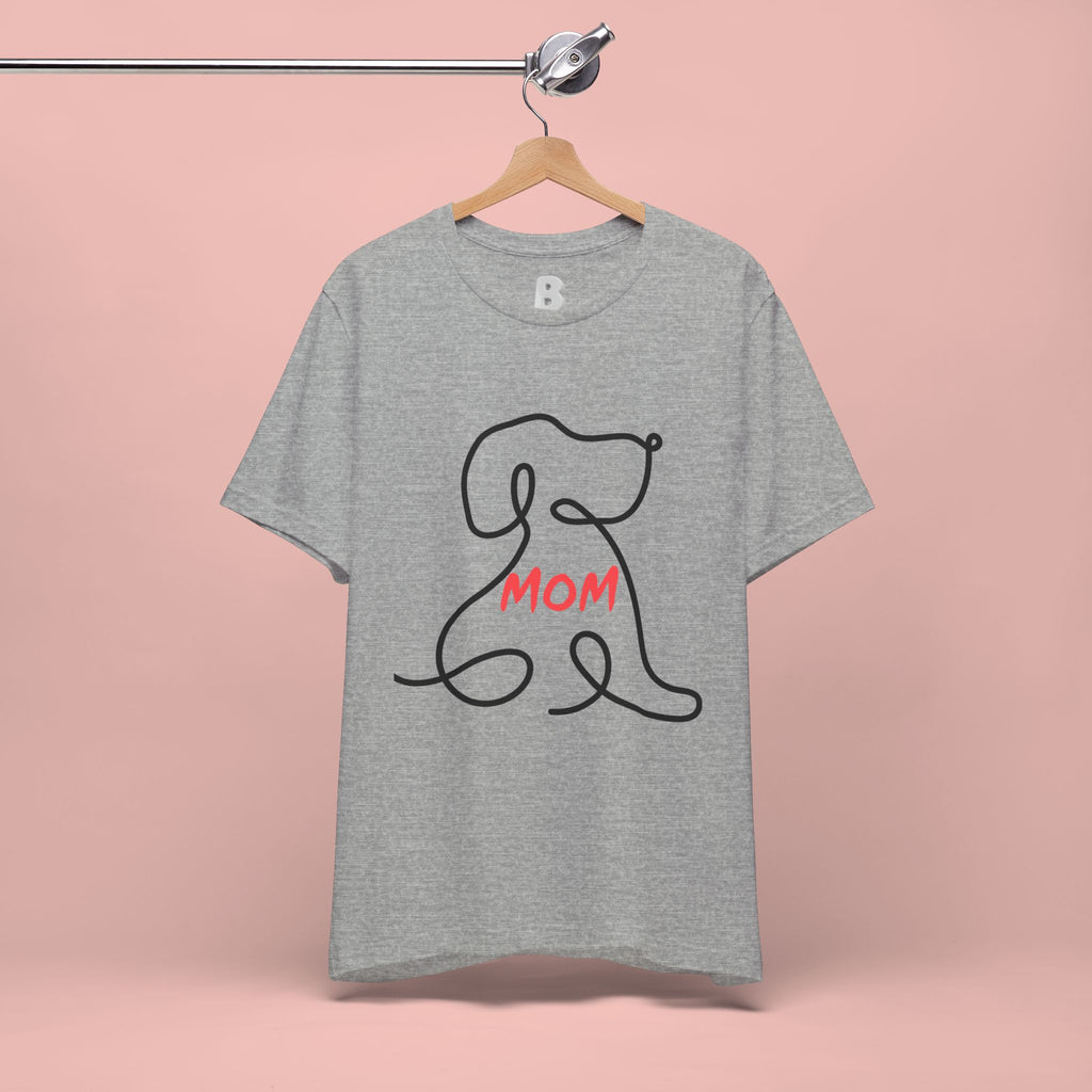 Mom Dog T-Shirt — Minimal Line Art Puppy Tee for Dog Moms, Mother's Day Gift