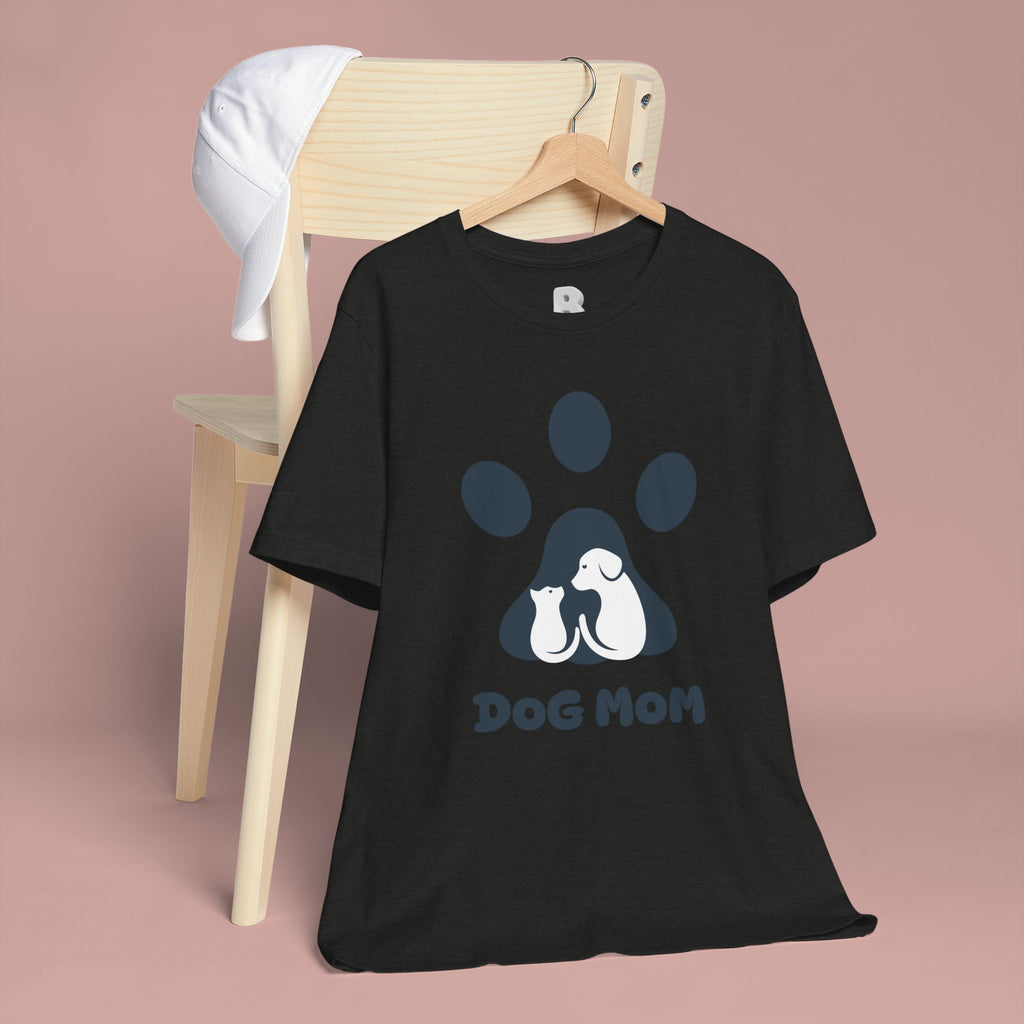 Dog Mom T‑Shirt — Paw Print with Dog & Puppy Graphic