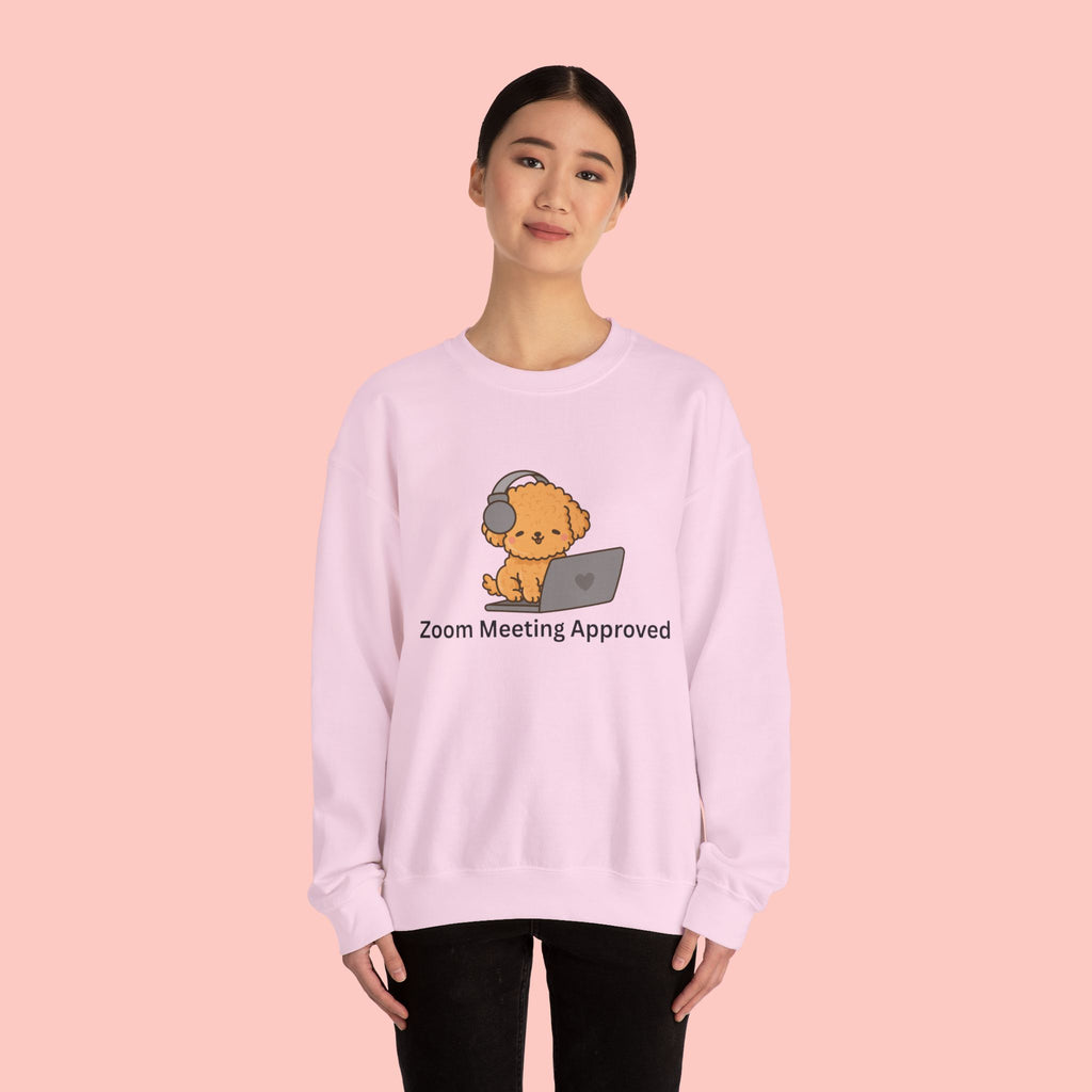Crewneck Sweatshirt - Cute Puppy "Zoom Meeting Approved" Graphic
