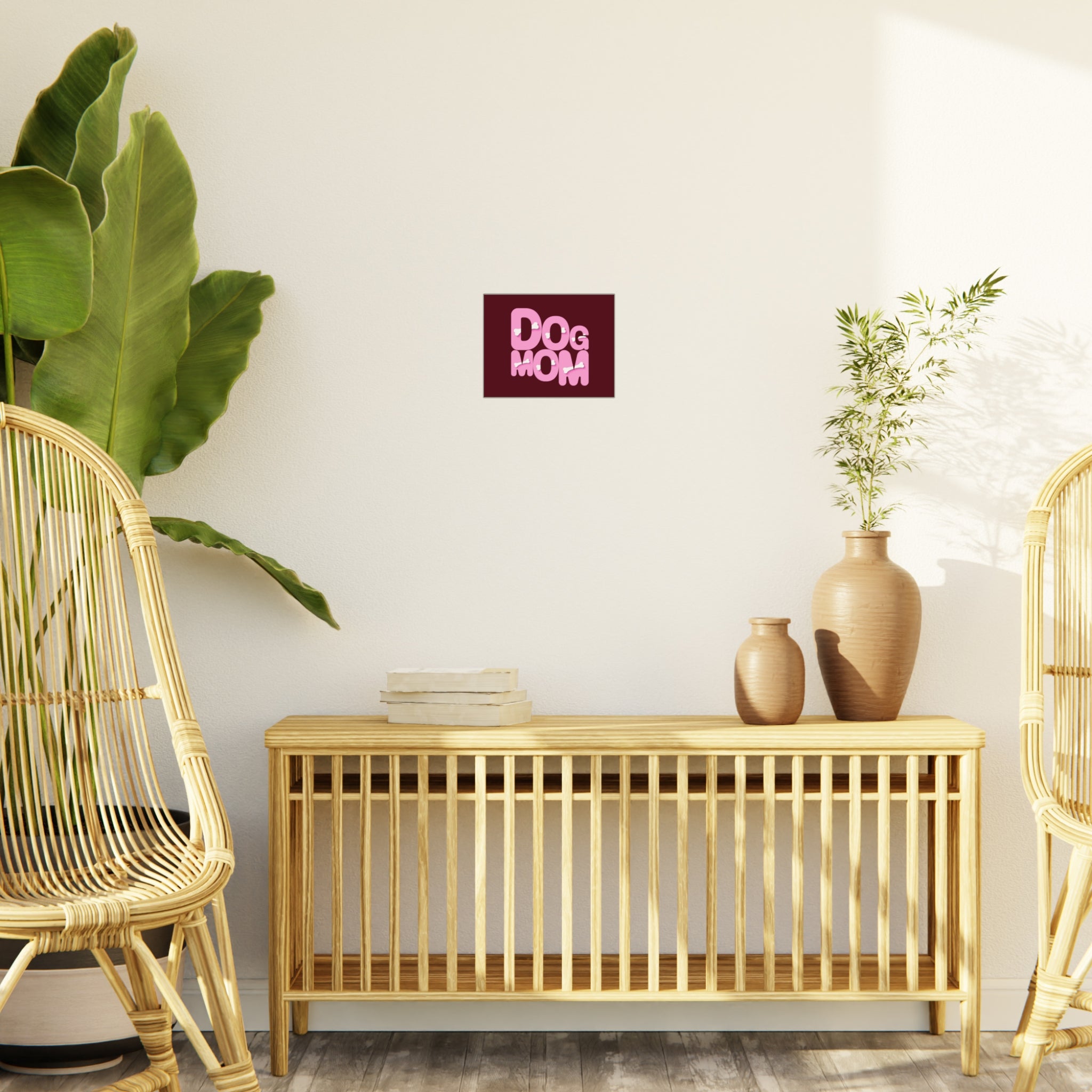 Dog Mom Foam Board Sign — Pink Bold Typography with Bone Accents