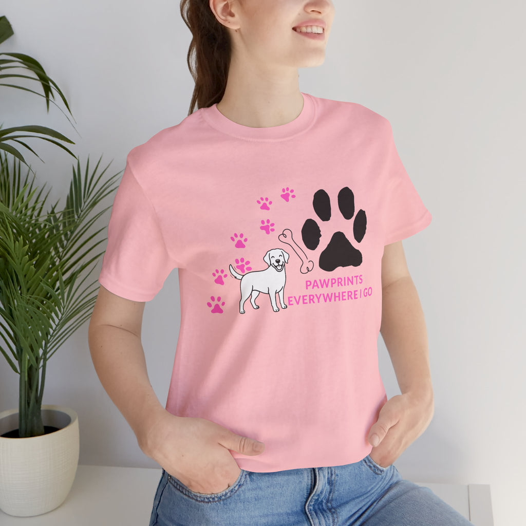 Dog Pawprint T-Shirt — "Pawprints Everywhere I Go" Cute Pet Lover Tee