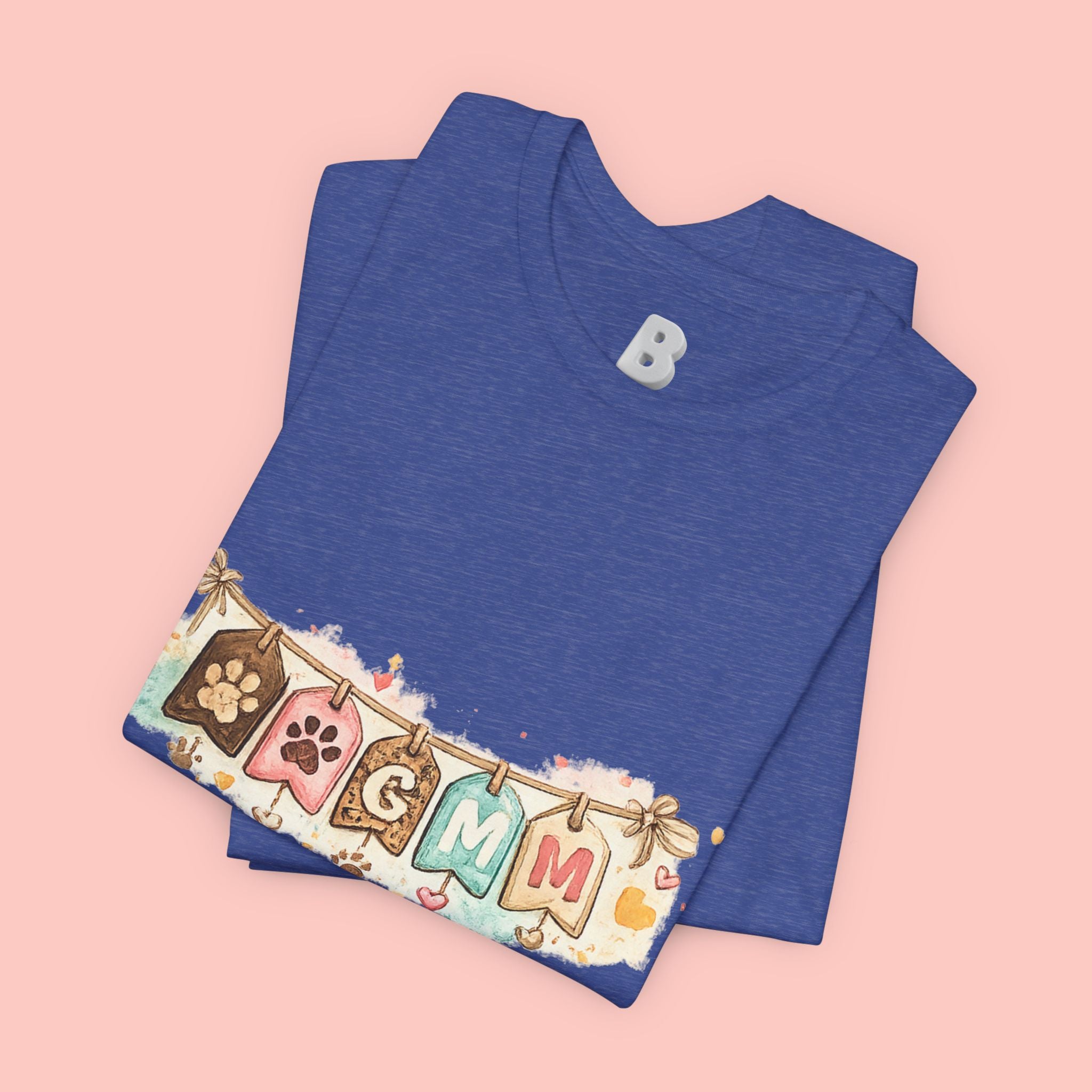 Pet Mom Banner Tee — Cute Paw Print "MOM" Graphic T-Shirt