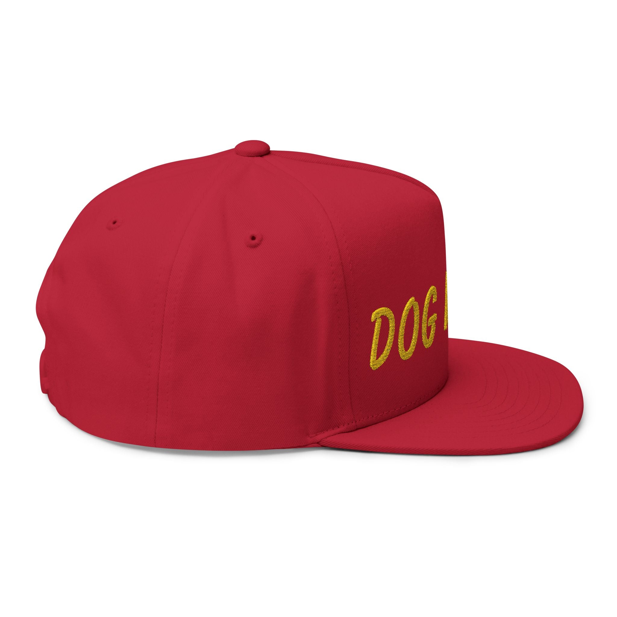 Dog Mom Embroidered Flat Bill Cap — Paw Print Snapback Hat