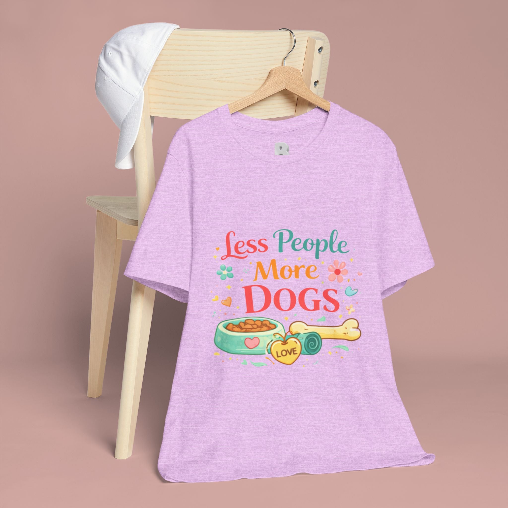 Less People More Dogs T-Shirt – Cute Dog Bowl & Bone Graphic Tee
