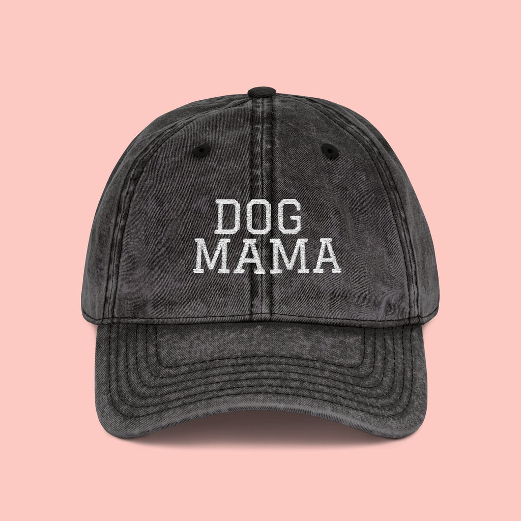 Dog Mama Vintage Embroidered Cap — Washed Baseball Hat for Dog Lovers