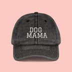 Dog Mama Vintage Embroidered Cap — Washed Baseball Hat for Dog Lovers