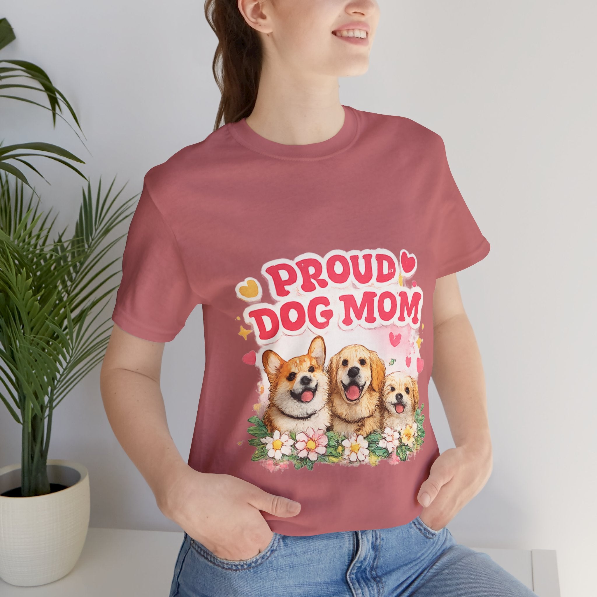 Proud Dog Mom T-Shirt — Cute Corgi & Golden Retriever Floral Tee for Pet Lovers