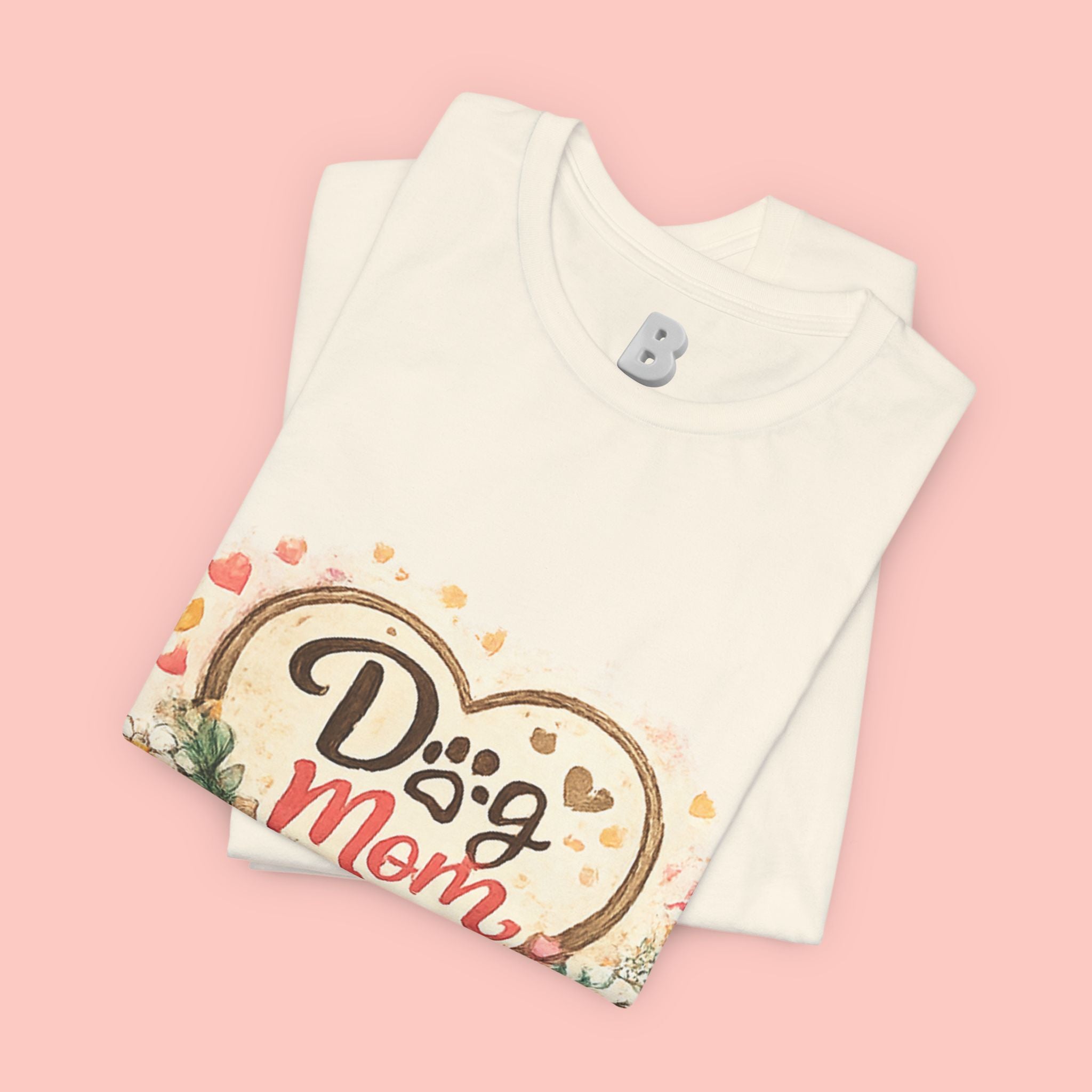 Dog Mom T-Shirt – Floral Heart Paw Design