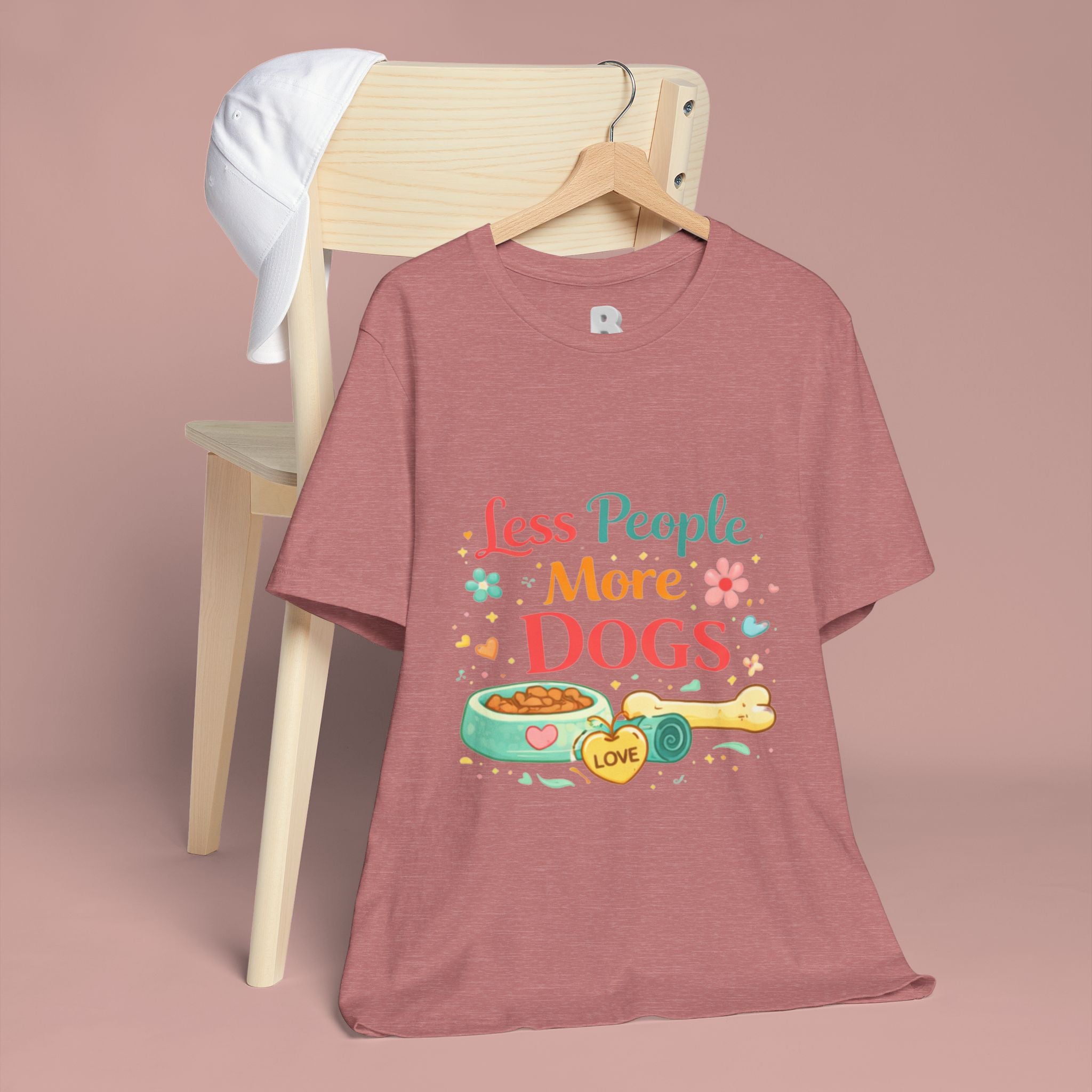 Less People More Dogs T-Shirt – Cute Dog Bowl & Bone Graphic Tee