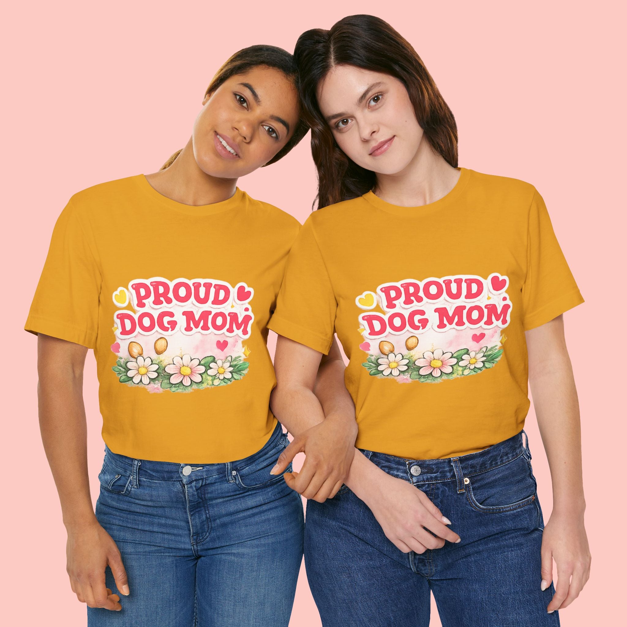 Proud Dog Mom Tee – Floral Retro Heart Design