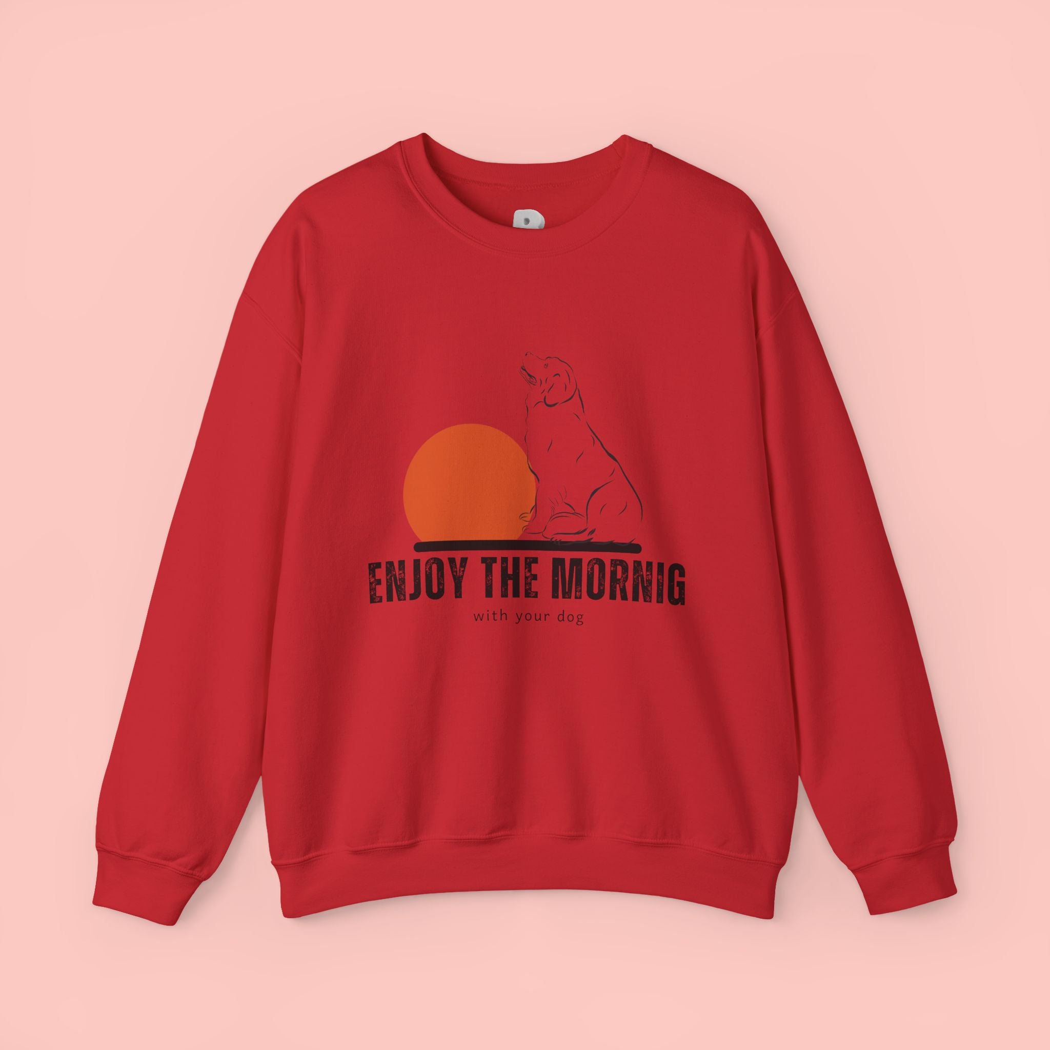 Enjoy the Morning Dog Crewneck Sweatshirt — Sunrise Labrador Graphic