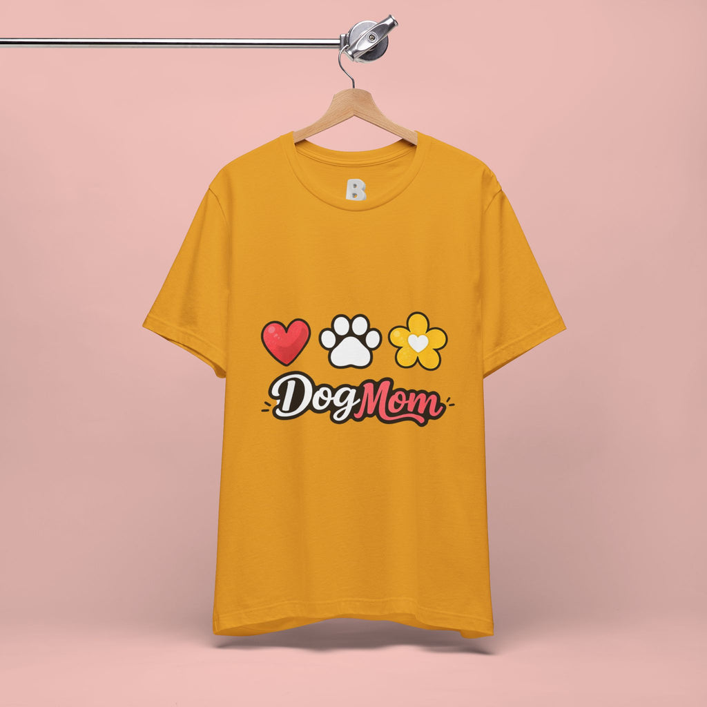 Dog Mom T-Shirt – Heart, Paw & Flower Graphic Tee