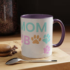 Dog Mom Club Accent Coffee Mug – Colorful Paw Print 11/15oz