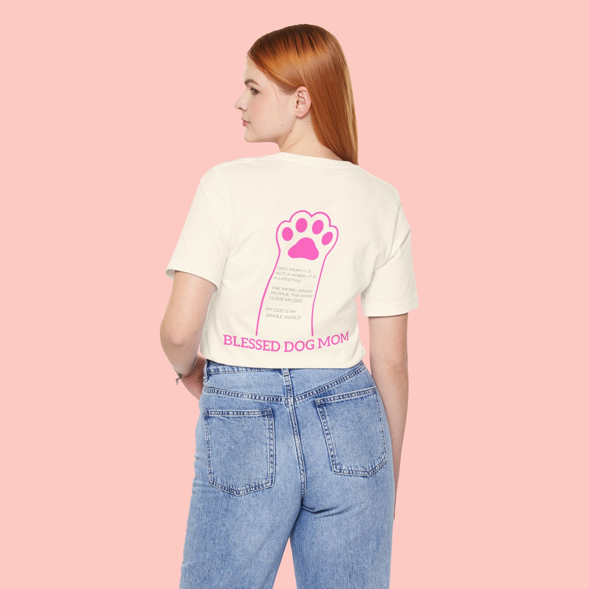 Blessed Dog Mom T-Shirt — Pink Paw Graphic Dog Lover Tee