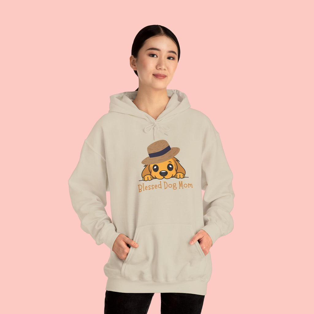 Dog Mom Hoodie - "Blessed Dog Mom" Cute Puppy Hat Sweatshirt