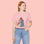 Dog Mom T‑Shirt — Cute Woman Hugging Dog Graphic Tee