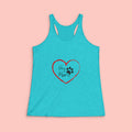 Dog Mom Heart Racerback Tank — Paw Print Love Graphic