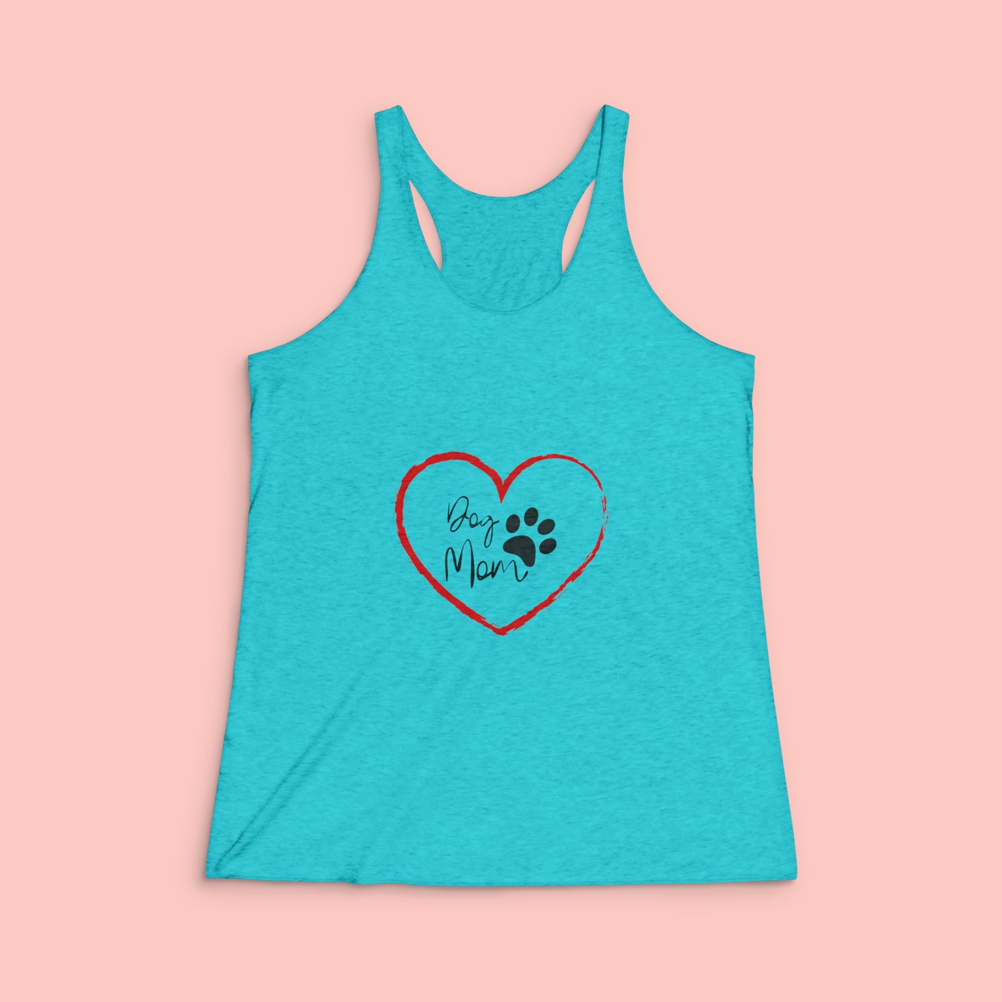 Dog Mom Heart Racerback Tank — Paw Print Love Graphic