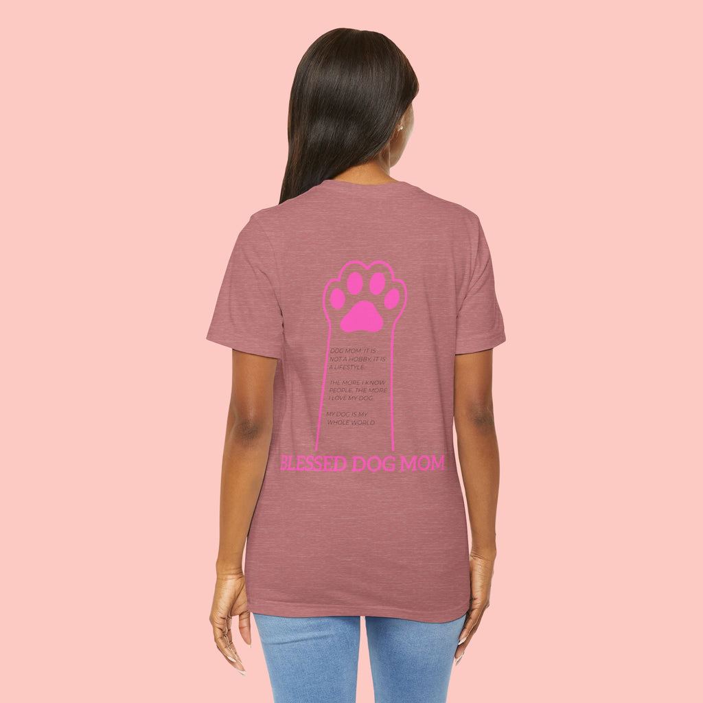 Blessed Dog Mom T-Shirt — Pink Paw Graphic Dog Lover Tee