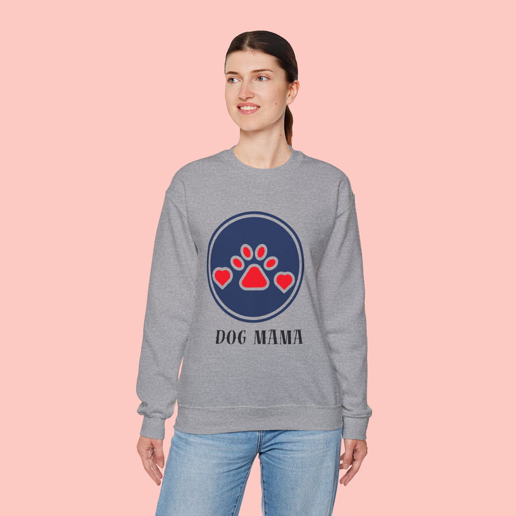 Dog Mama Crewneck Sweatshirt — Paw Print Heart Graphic
