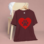 Pet Lover T-Shirt — Red Heart Paw Print Tee