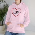 Dog Mom Hoodie — Heart Paw Print Pullover for Pet Lovers