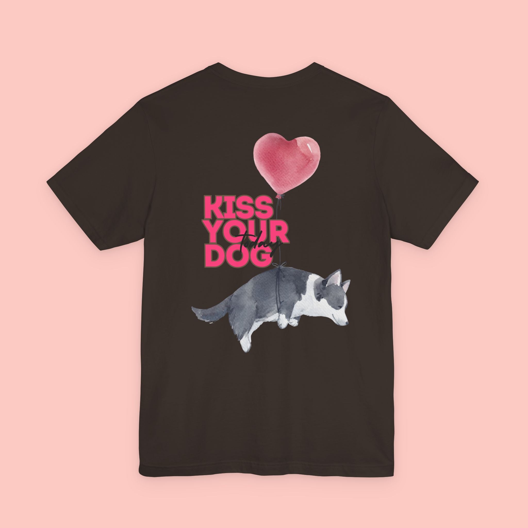 Kiss Your Dog Tee — Corgi Heart Balloon Graphic T-Shirt