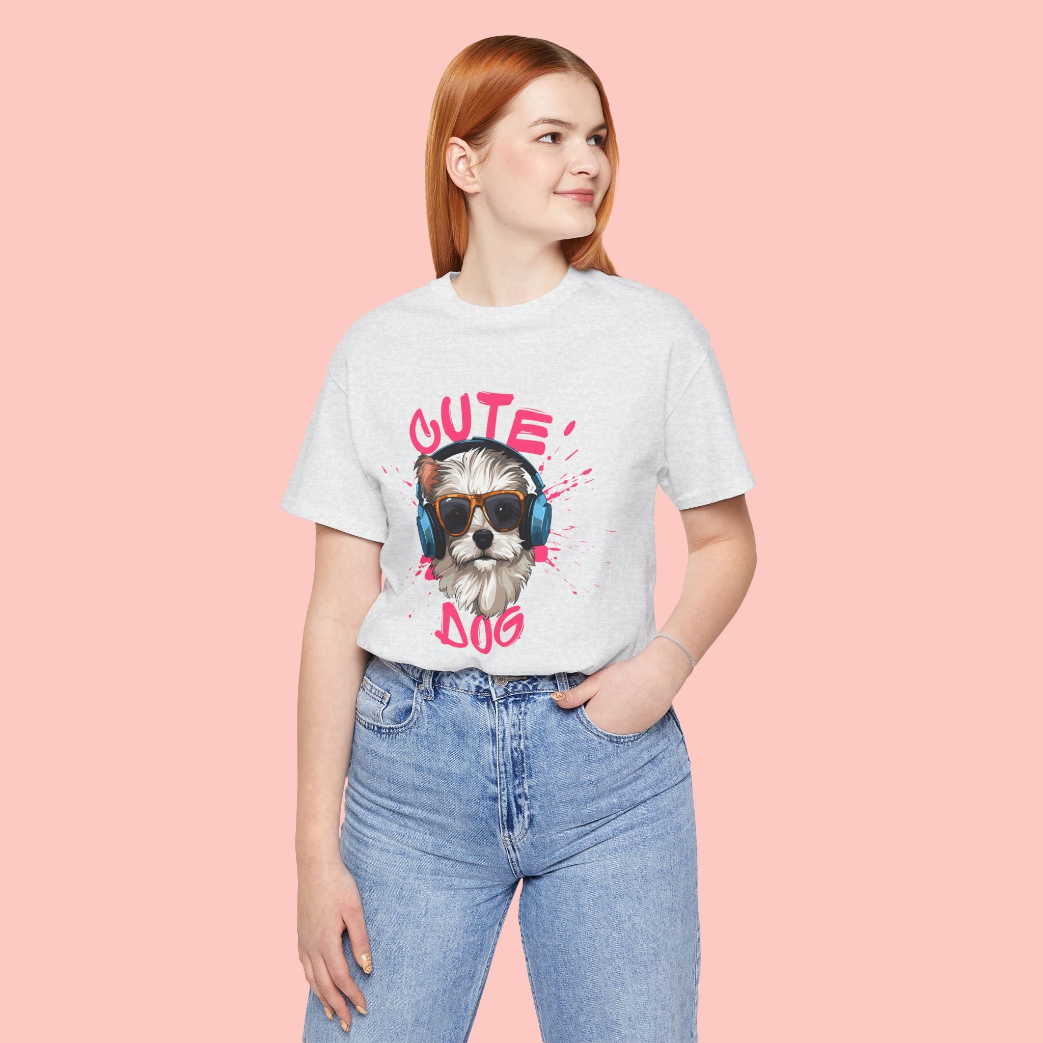 Cute Dog Tee — Headphones Puppy Graphic T-Shirt