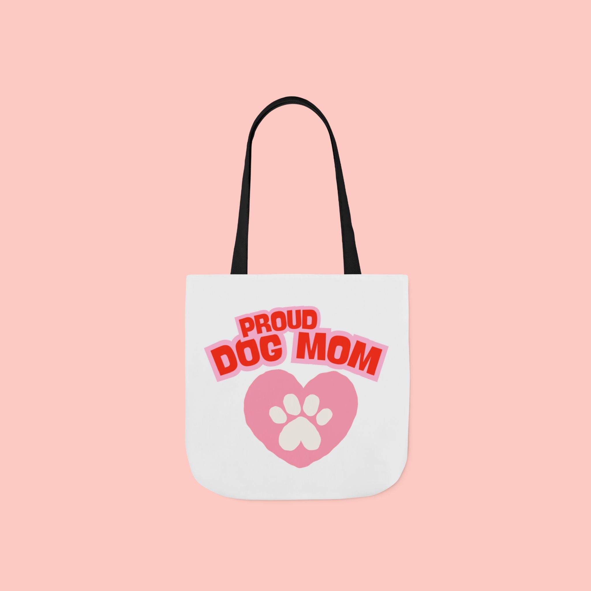 Proud Dog Mom Canvas Tote Bag – Pink Paw Heart Dog Mom Gift
