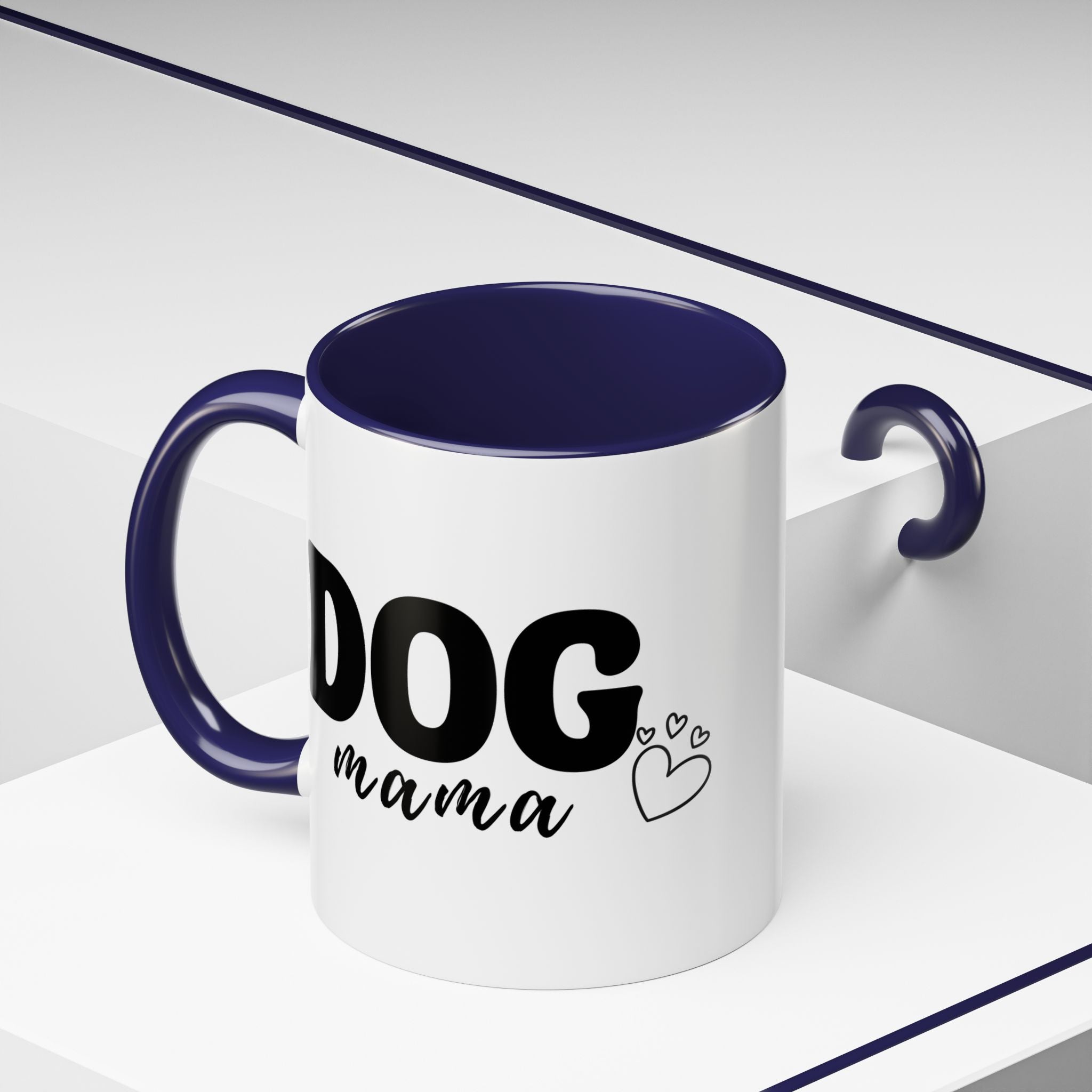 Dog Mama Accent Coffee Mug — Cute Black & White Pet Lover Gift (11/15oz)