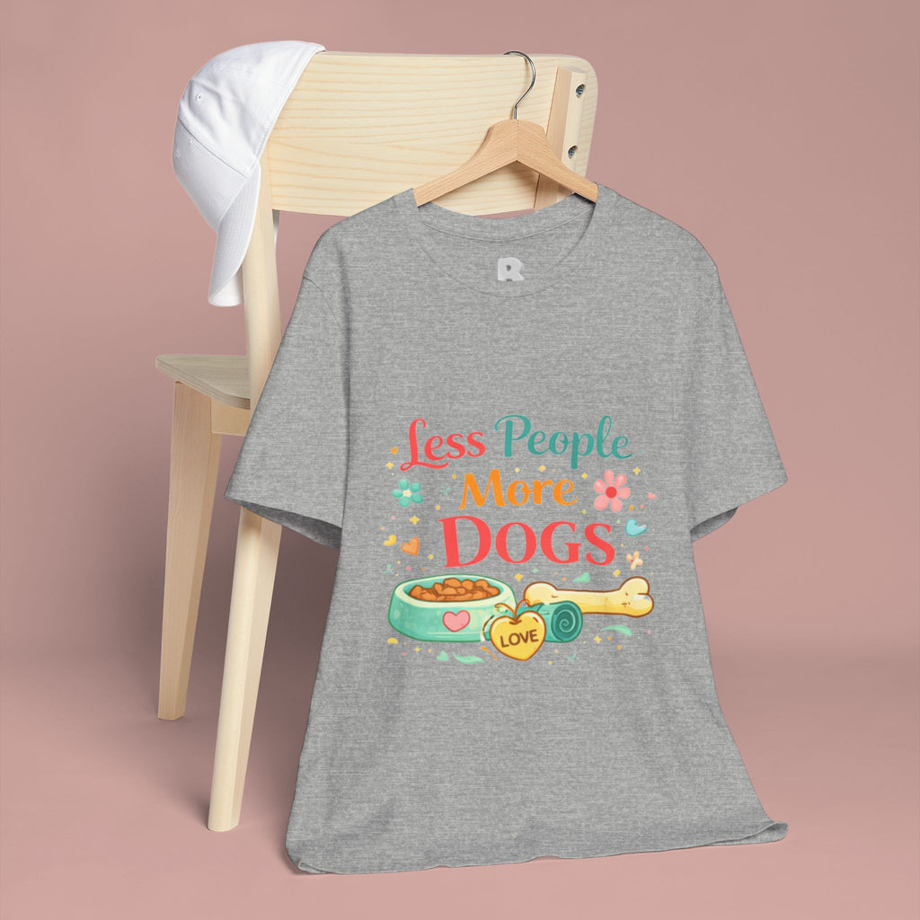 Less People More Dogs T-Shirt – Cute Dog Bowl & Bone Graphic Tee
