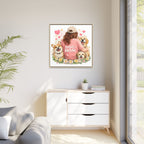 Dog Mom Canvas Print — Framed Matte Wall Art with Cute Dogs & Hearts