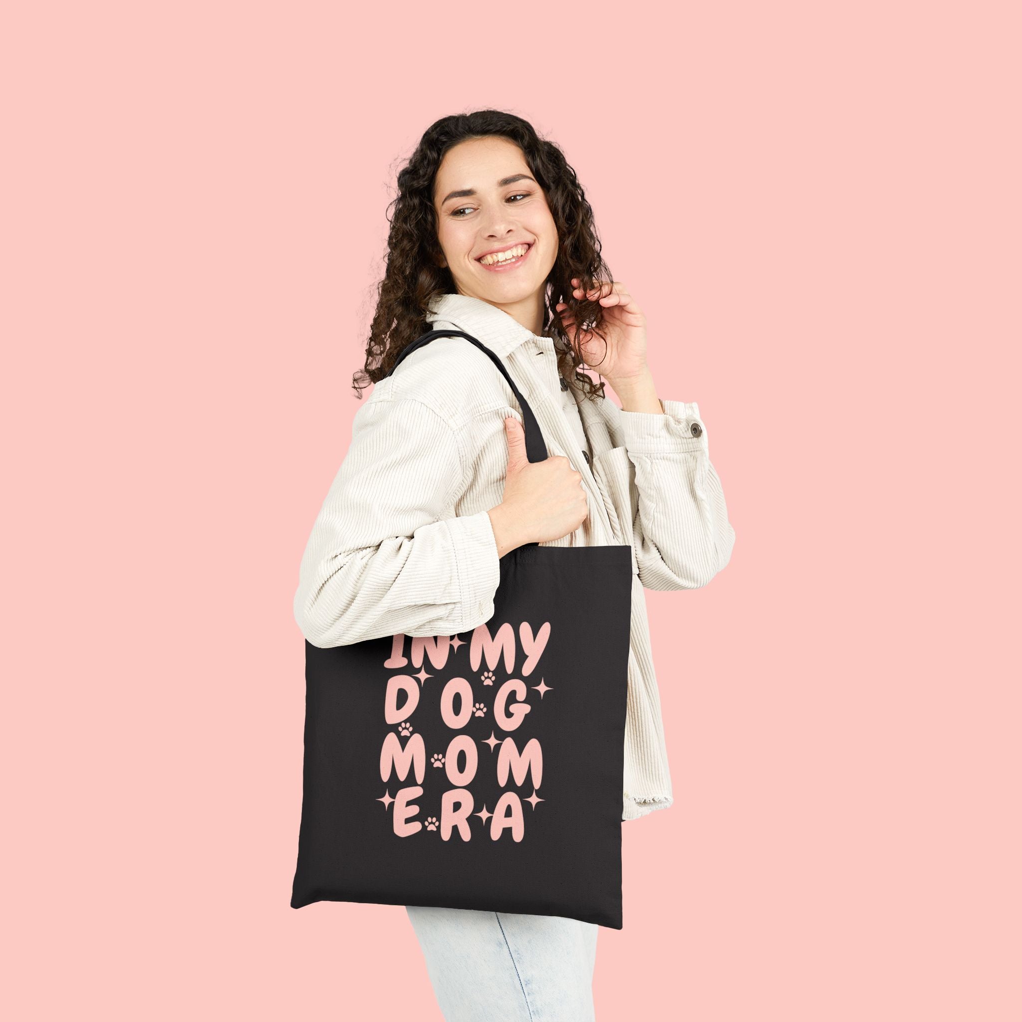 Tote Bag — "In My Dog Mom Era" Cute Pink Dog Mom Canvas Tote