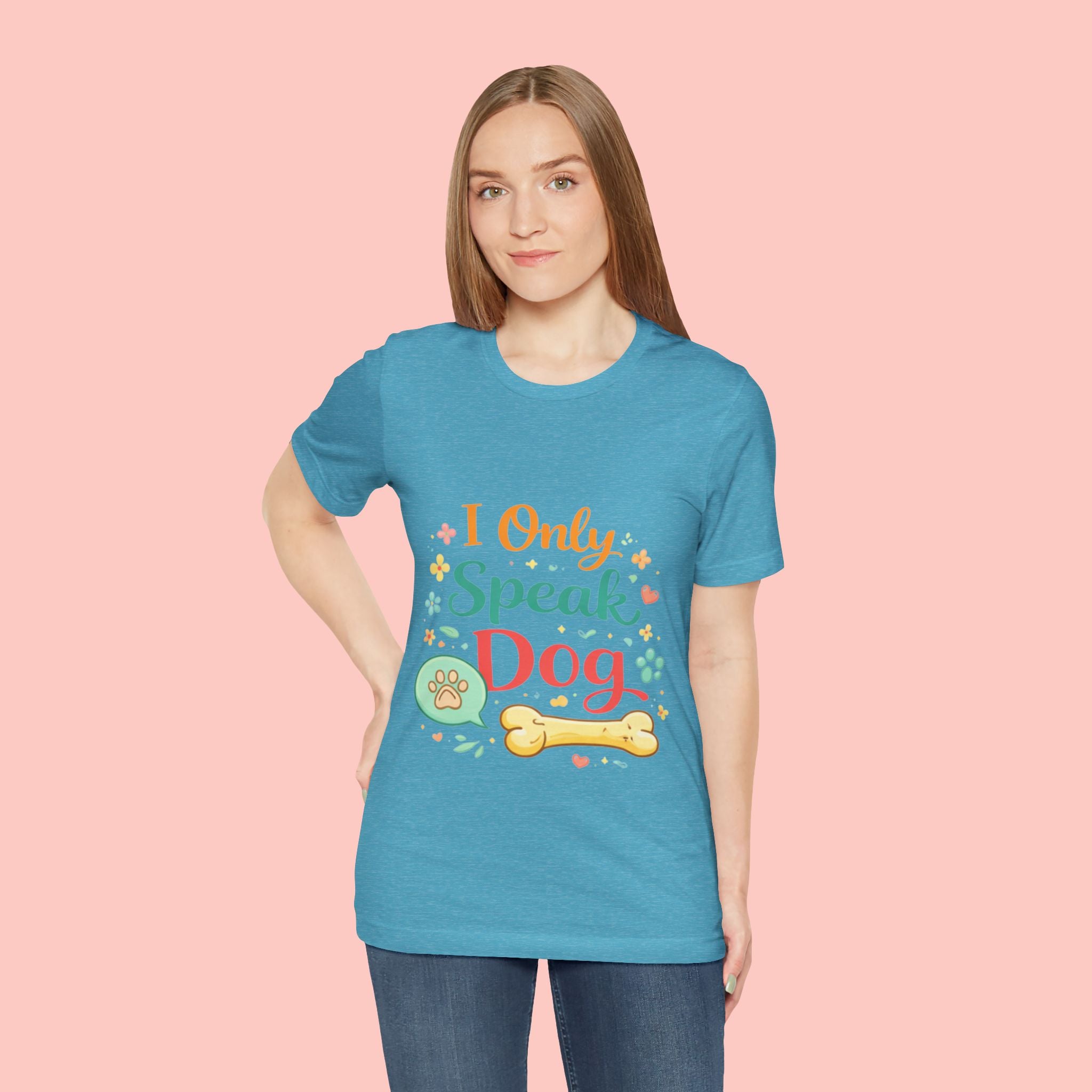 Dog Lover T‑Shirt – "I Only Speak Dog" Cute Paw & Bone Graphic Tee