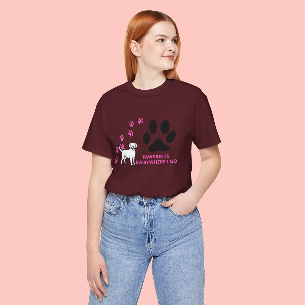 Dog Pawprint T-Shirt — "Pawprints Everywhere I Go" Cute Pet Lover Tee