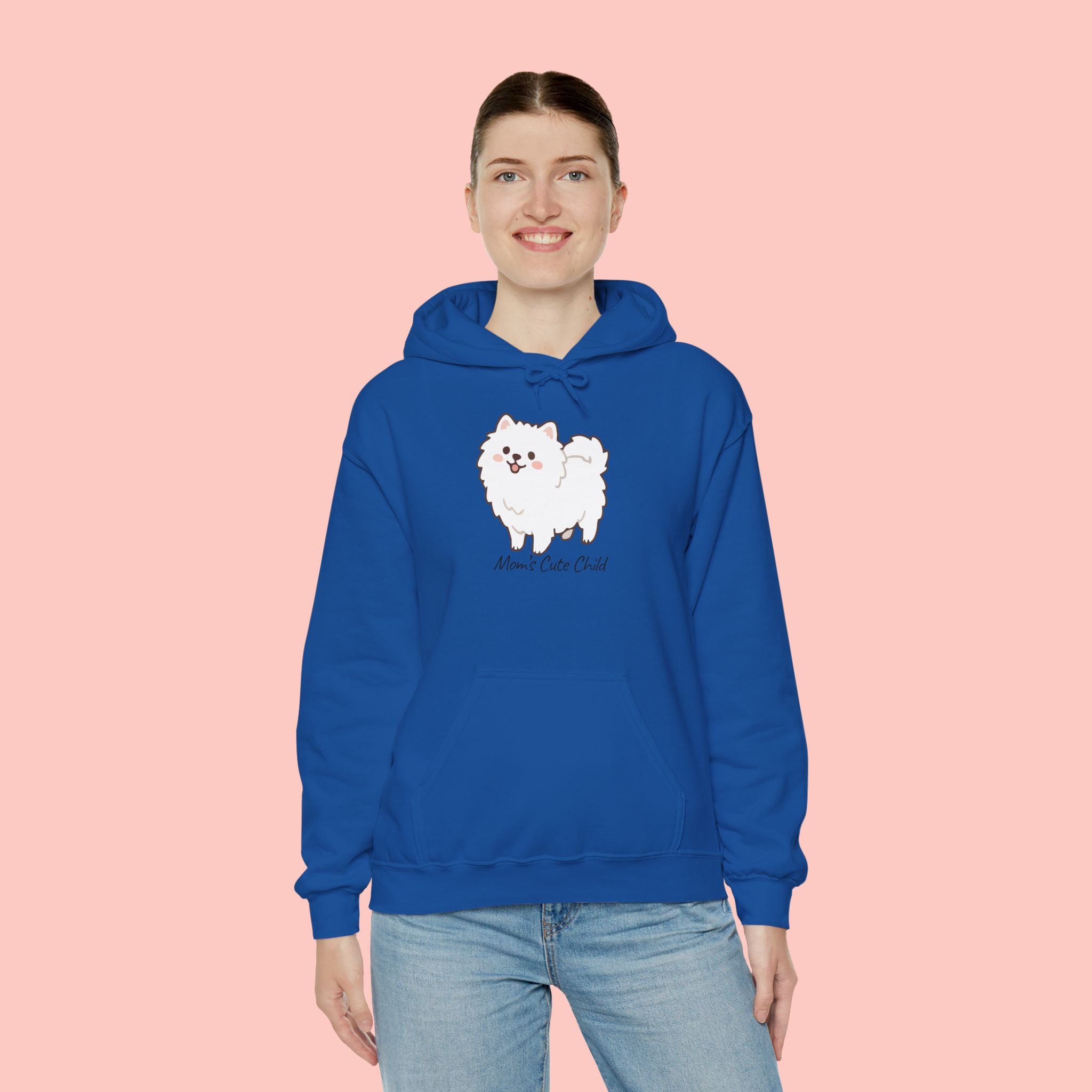 Pomeranian 'Mom's Little Child' Hoodie – Cute White Dog Graphic Pullover