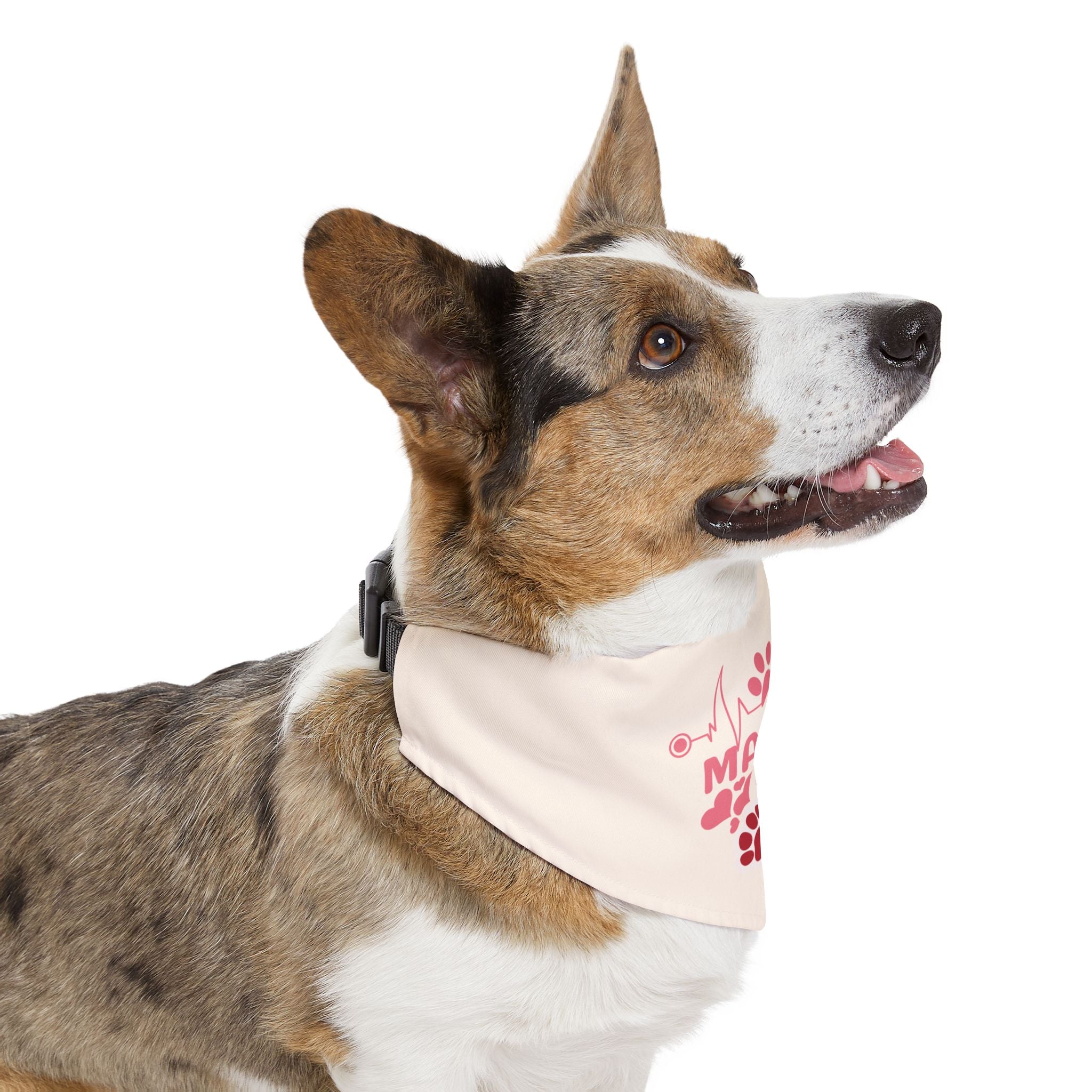 Mama's Healing Pet Bandana Collar — Pink Paw Print Dog & Cat Accessory