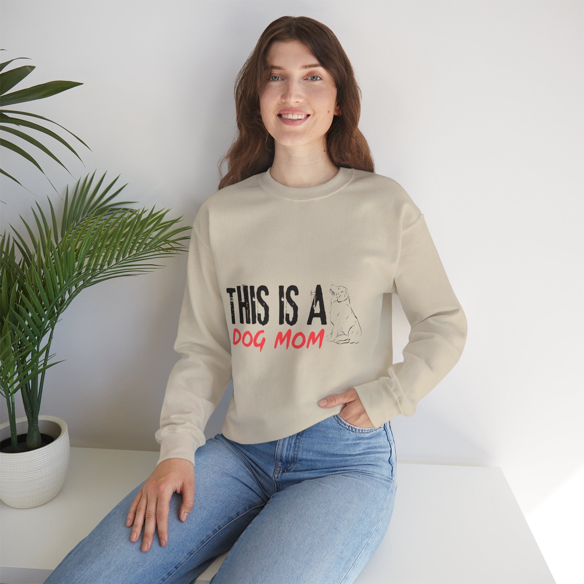 Dog Mom Crewneck Sweatshirt — "This Is A Dog Mom" Cozy Pullover