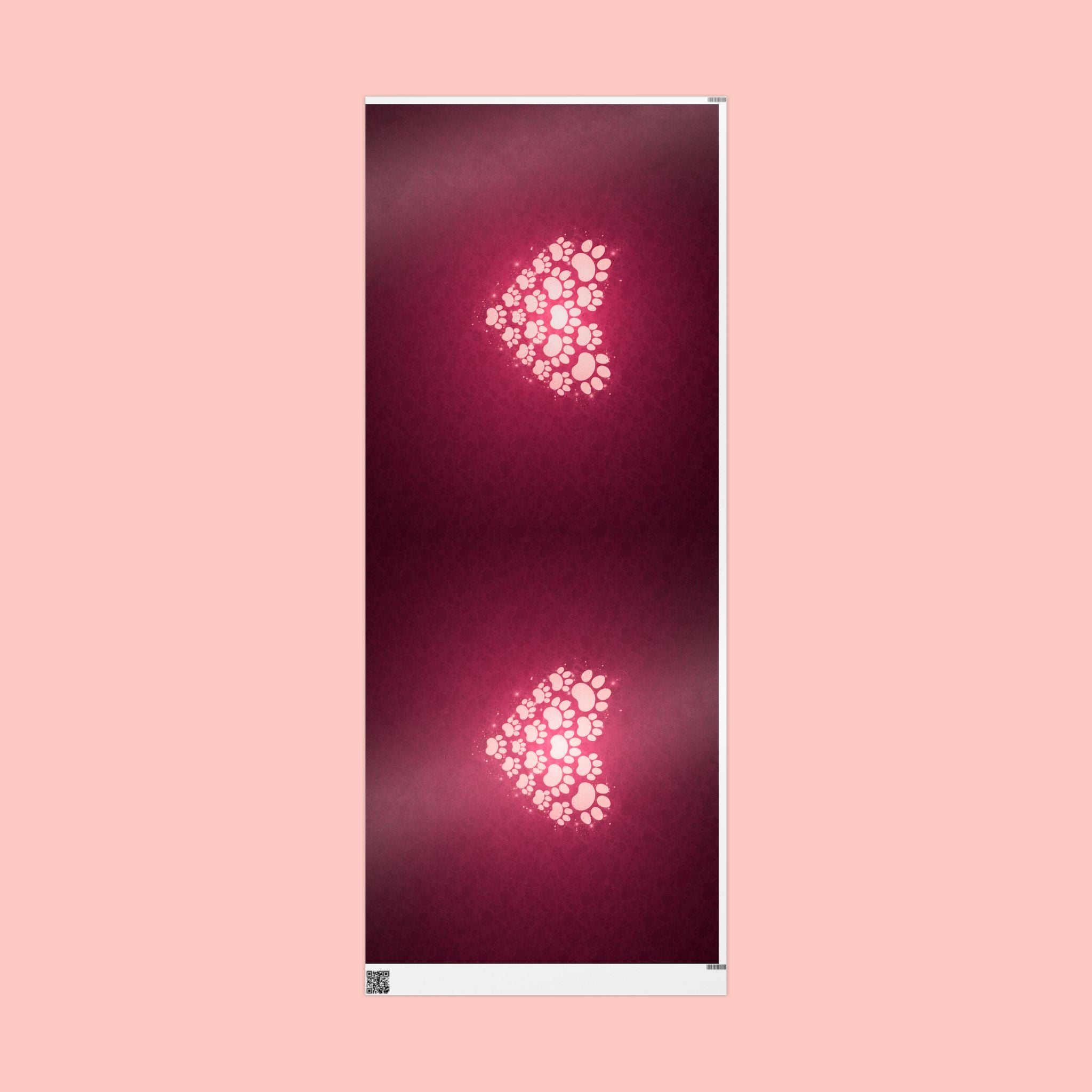 Valentine Heart Lights Wrapping Paper Roll - Romantic Burgundy Gift Wrap