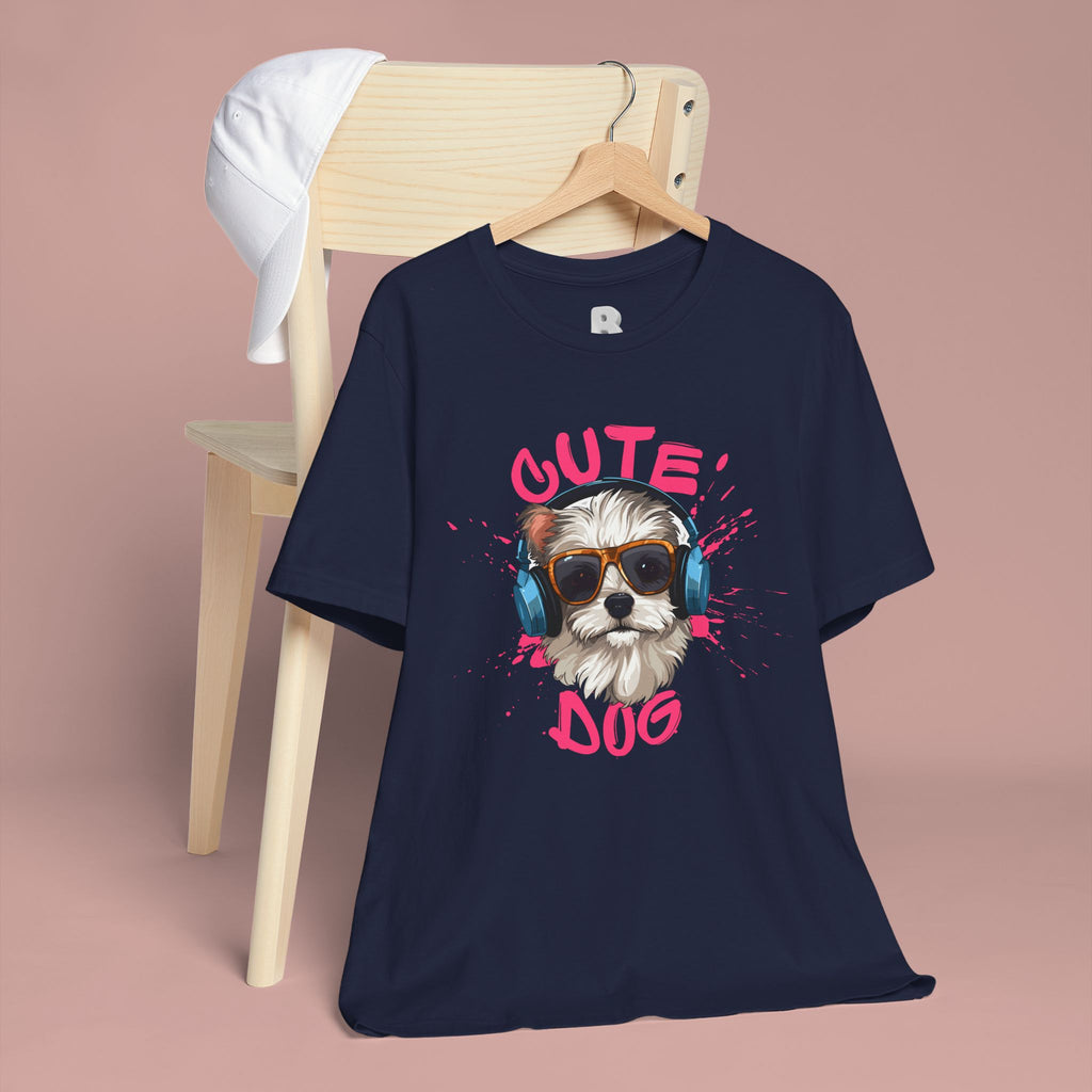 Cute Dog Tee — Headphones Puppy Graphic T-Shirt