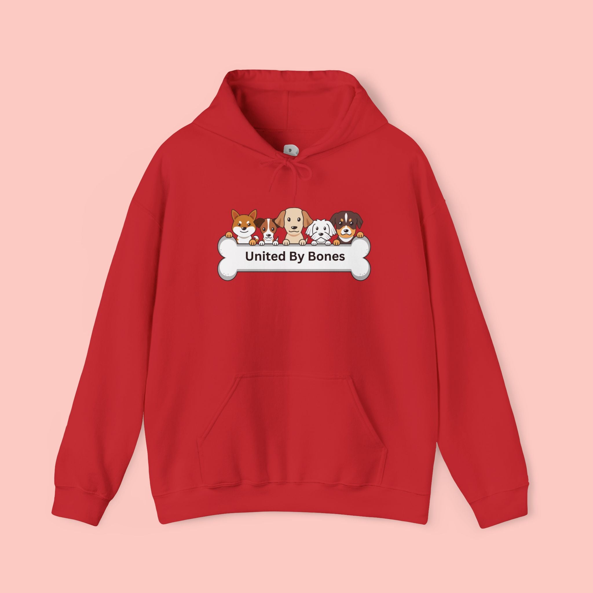 United By Bones Hoodie — Cute Cartoon Dogs Paw Bone Graphic Sweatshirt