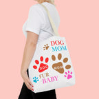 Dog Mom Tote Bag – "Fur Baby" Paw Print AOP Tote