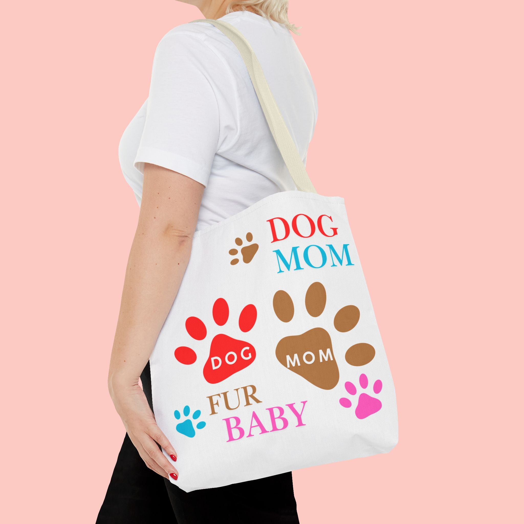 Dog Mom Tote Bag – "Fur Baby" Paw Print AOP Tote