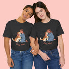 Dog Mom T‑Shirt — Cute Woman Hugging Dog Graphic Tee