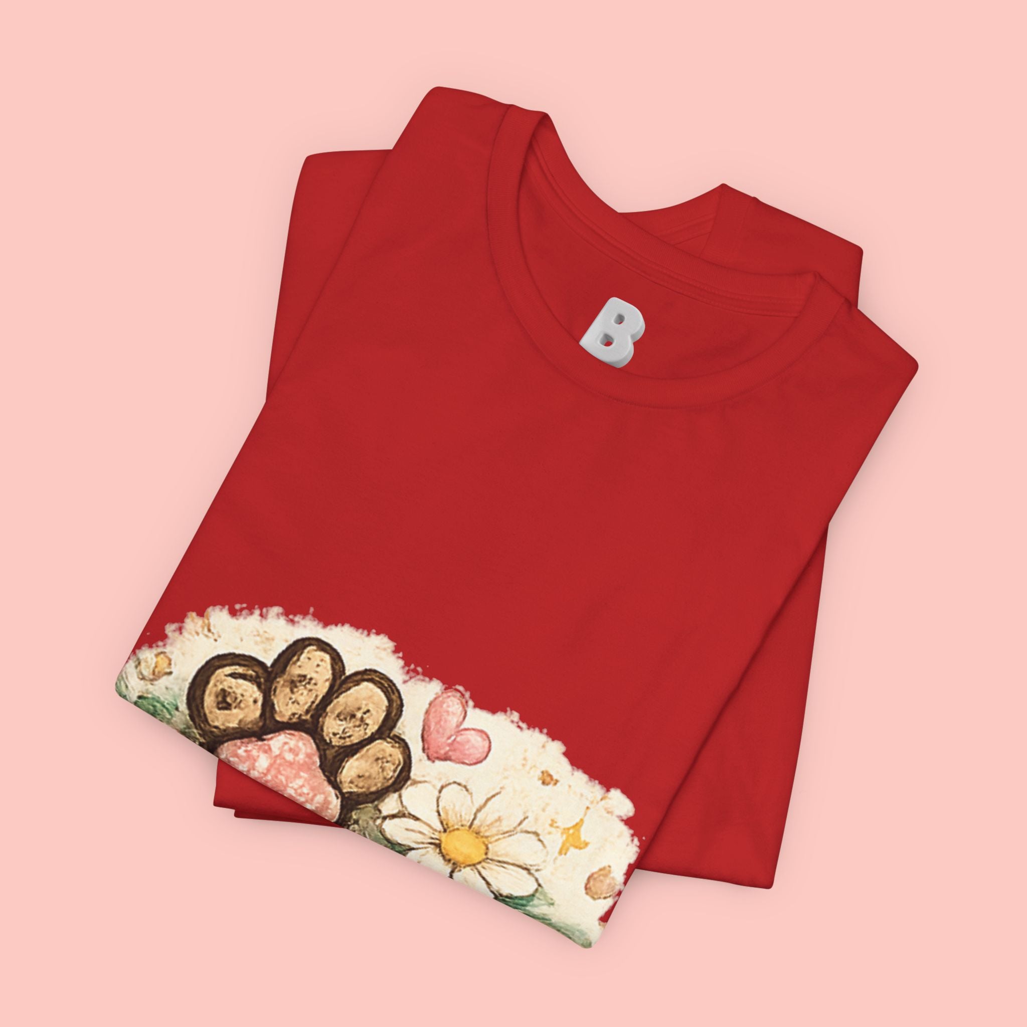 Dog Paw Floral T-Shirt — Cute Paw Print, Bone & Daisies Tee