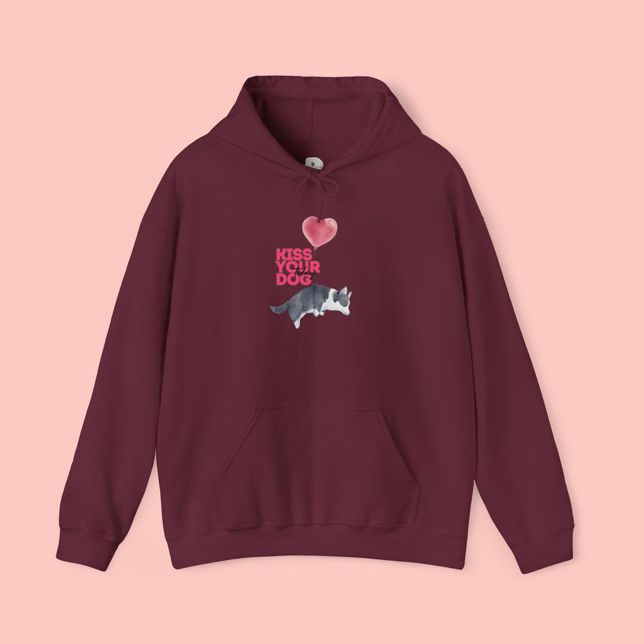 Kiss Your Dog Hoodie — Cute Heart & Dog Graphic Pullover
