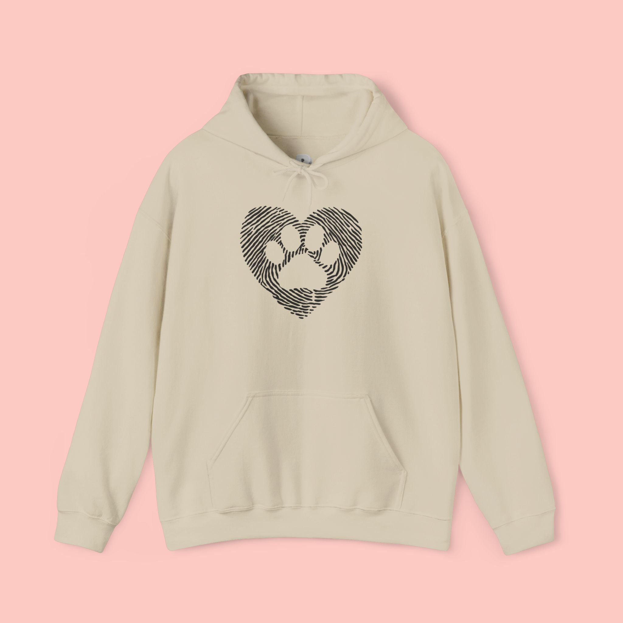 Heart Paw Print Hoodie — Dog Lover Heart Paw Graphic Sweatshirt